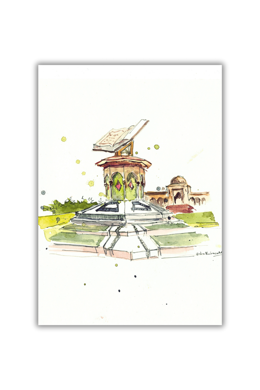 Quran Roundabout Sharjah Original Art Print - Image 3