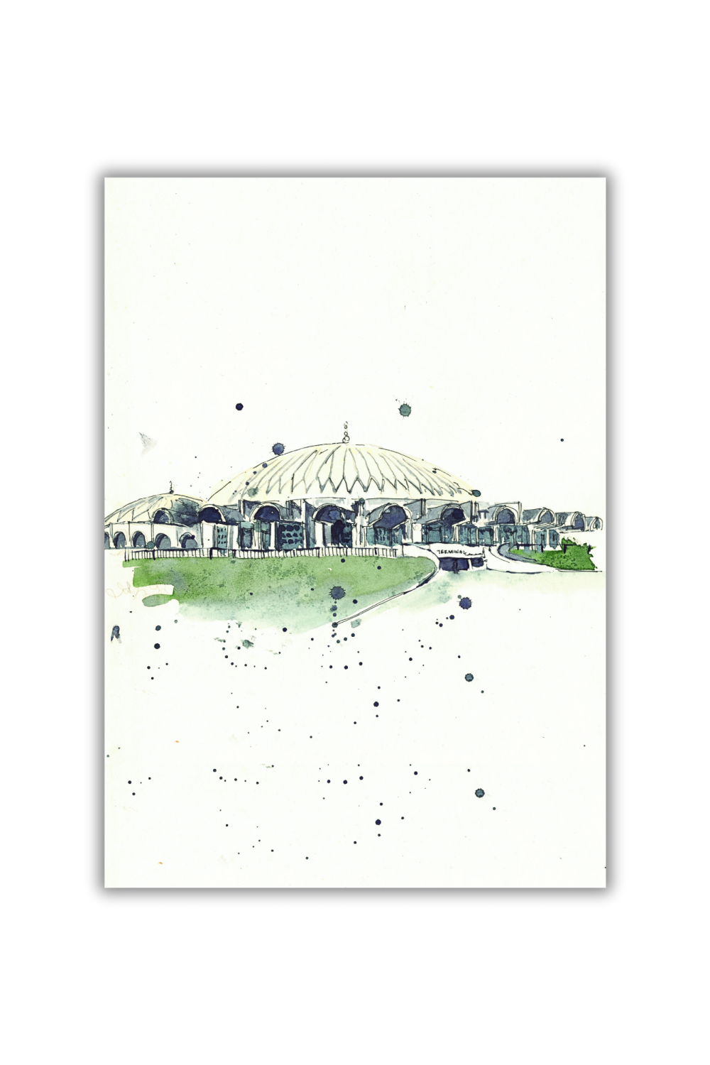 Sharjah International Airport Original Art Print - Image 3