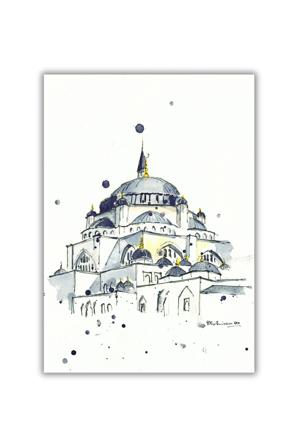Sharjah Mosque Original Art Print - Image 3
