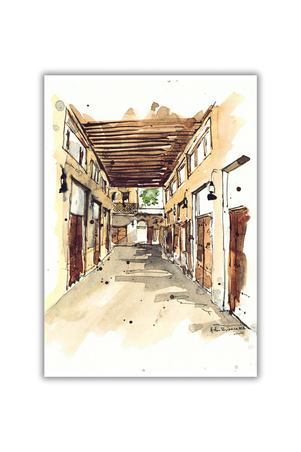 Alleyways of Souq Al Arsah Original Art Print - Image 3