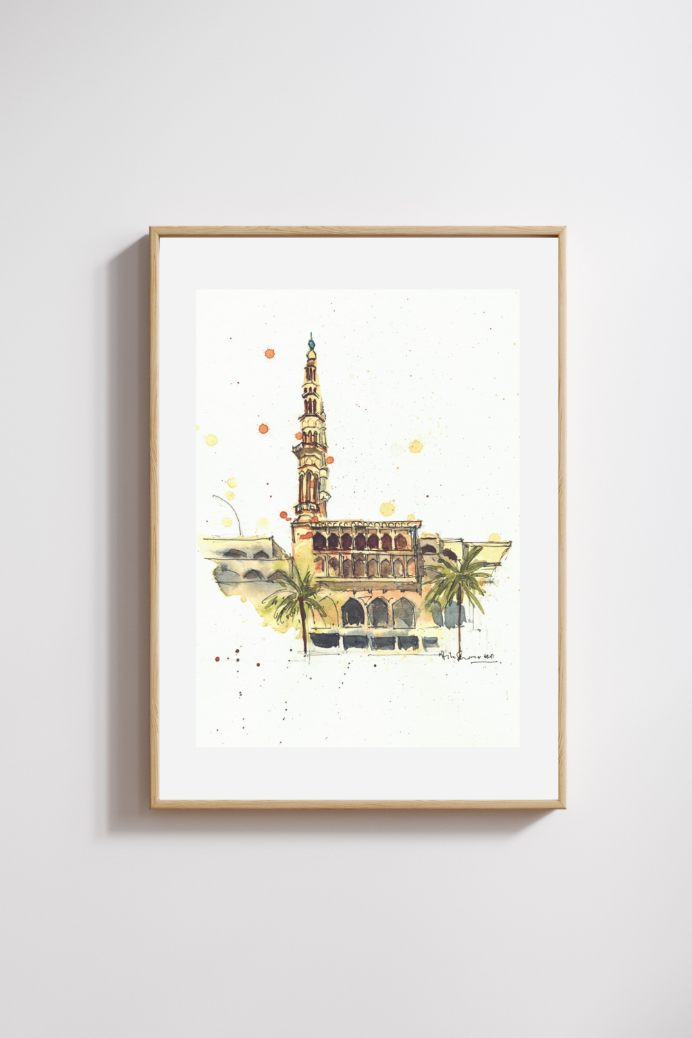 King Faisal Mosque Sharjah Original Art Print - Image 2