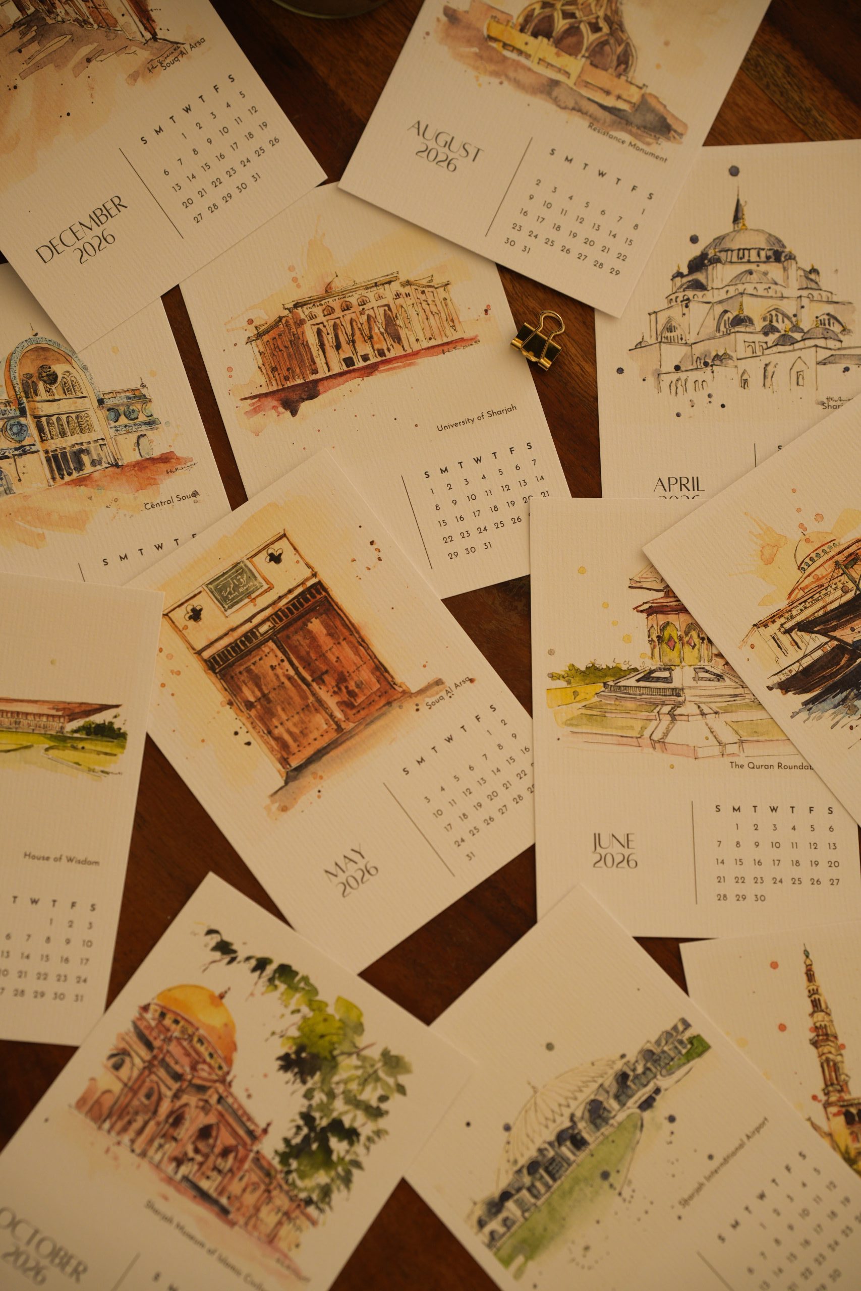 Buy Sharjah Landmarks 2026 Art Calendar - Original Watercolor Prints - A6/A5 Sizes Sharjah Landmarks 2026 Art Calendar - Original Watercolor Prints - A6/A5 Sizes - Image 2
