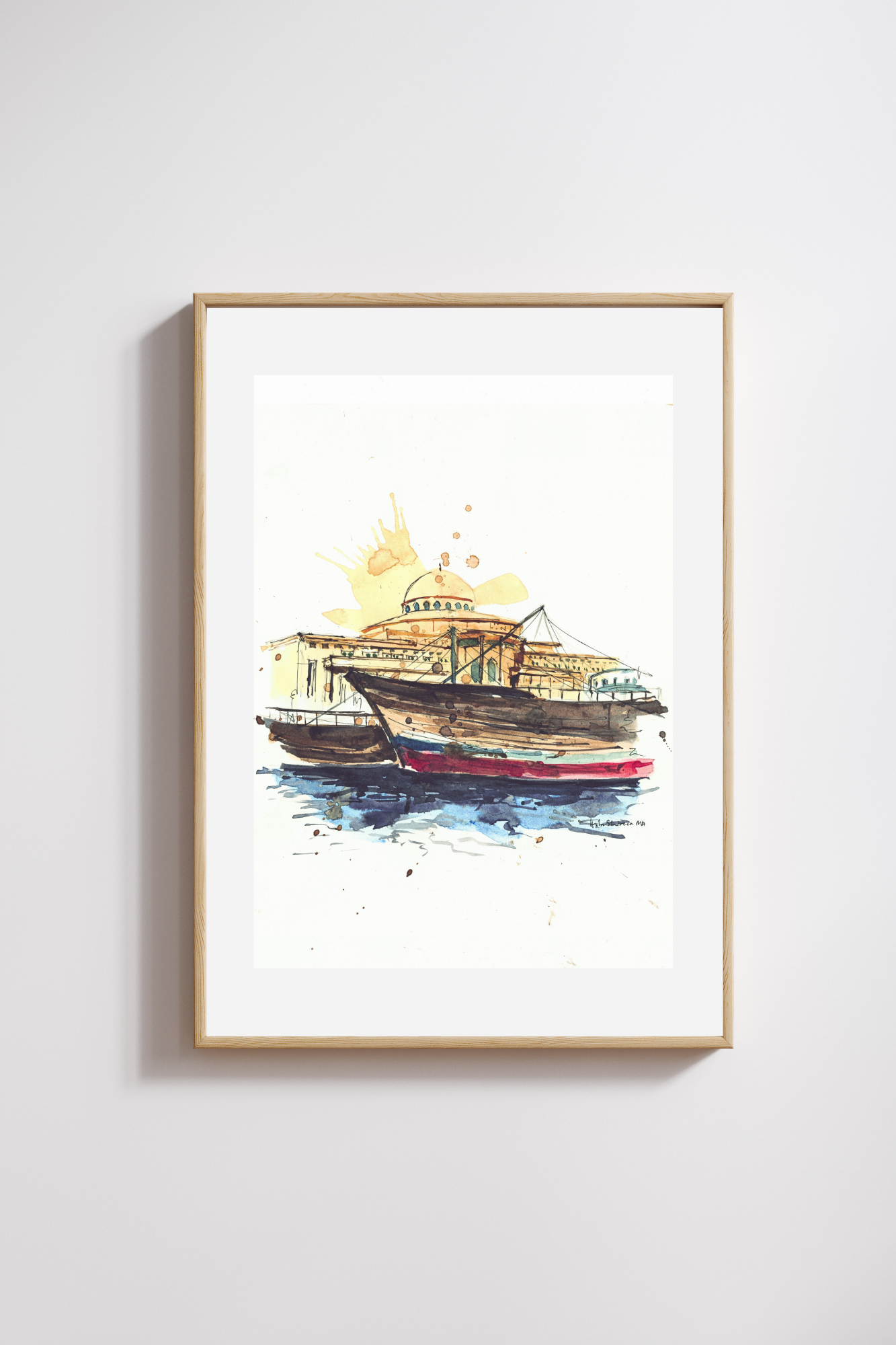 Buy Port Khalid Sharjah Original Art Print Port Khalid Sharjah Original Art Print - Image 2