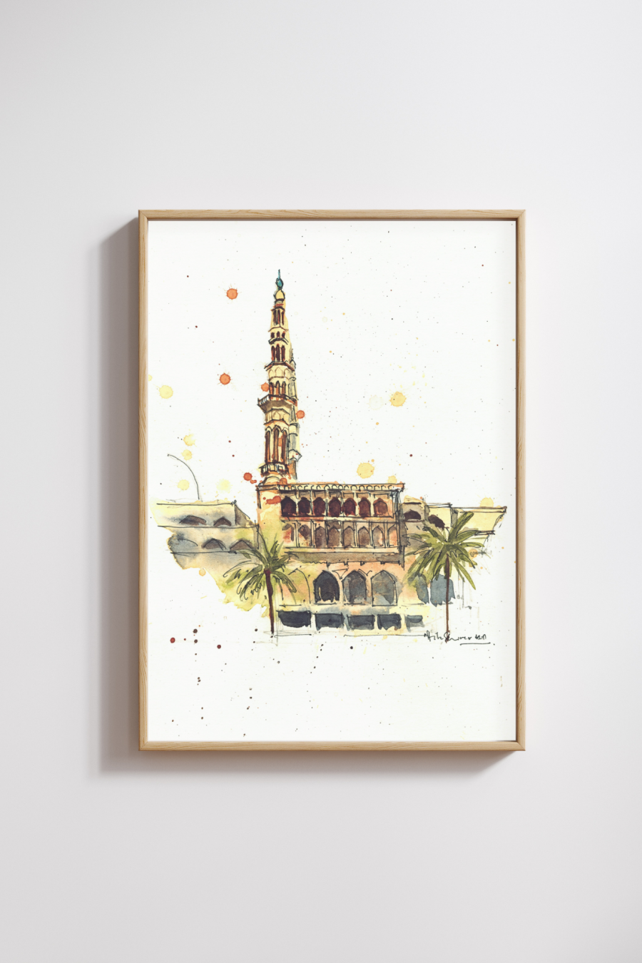 King Faisal Mosque Sharjah Original Art Print
