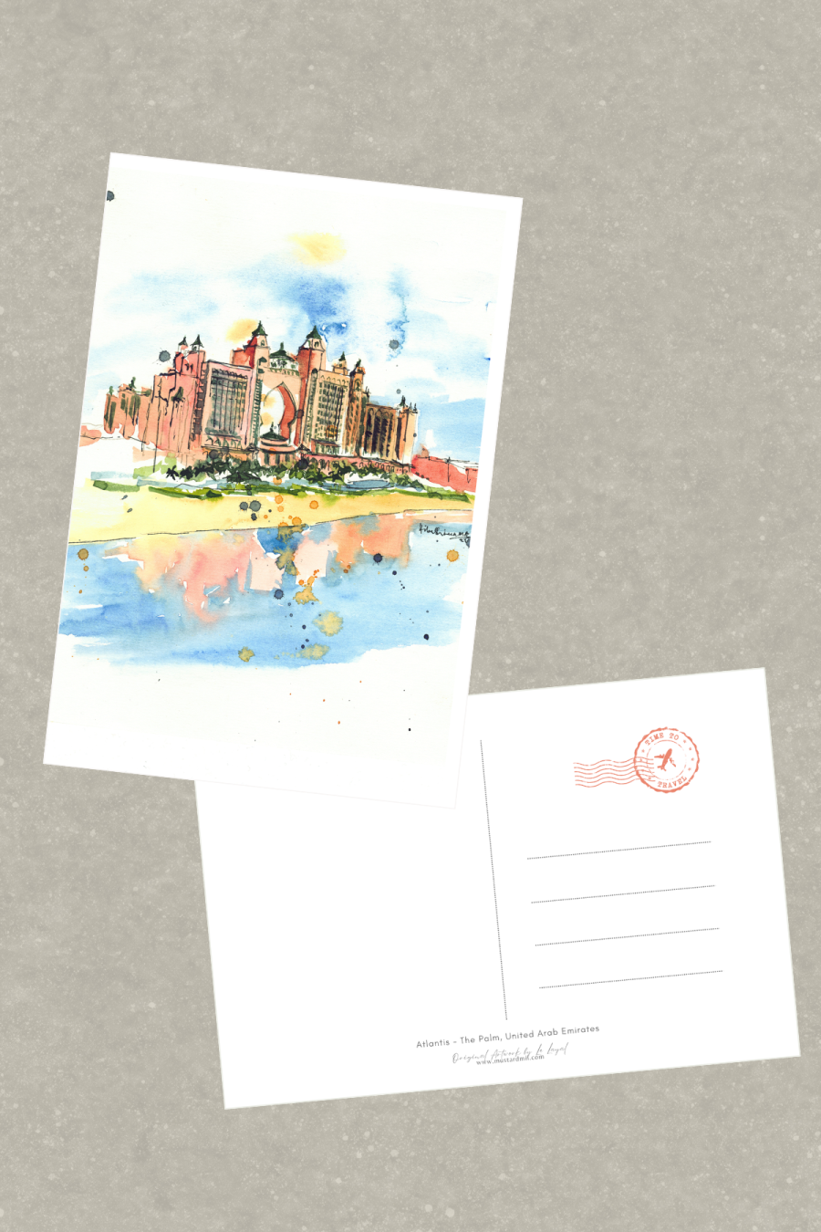 Atlantis The Palm Watercolor Postcard