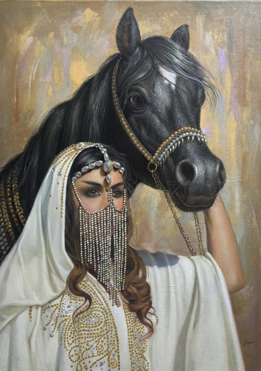 Grace & Strength – Arabian Heritage Oil Painting by Bhawna Sharma