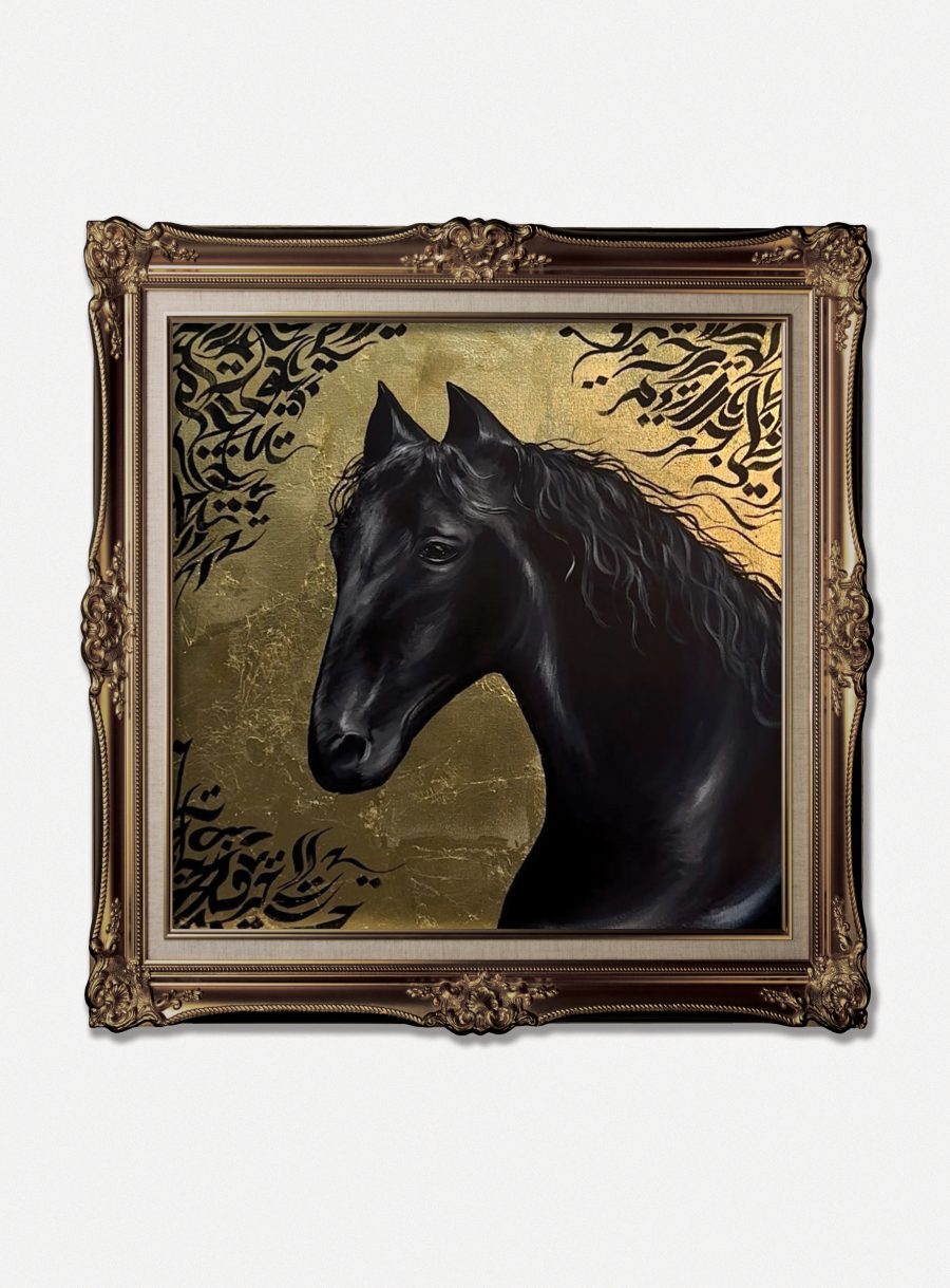 The Golden Stallion Acrylic Painting (unframed) by Abdul Hazeeb