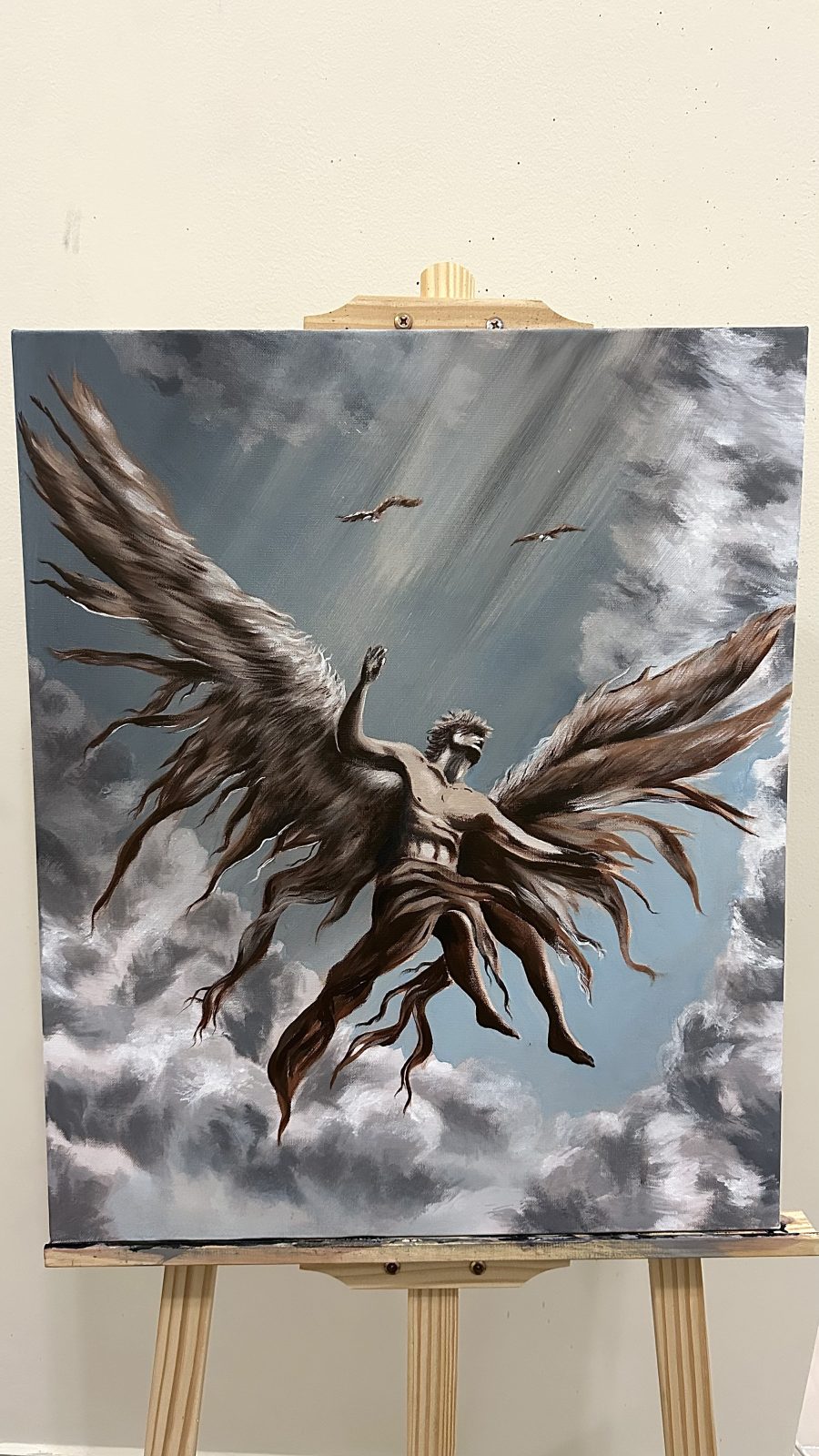 Icarus The Fallen Angel Acrylic Painting (unframed) by Abdul Hazeeb