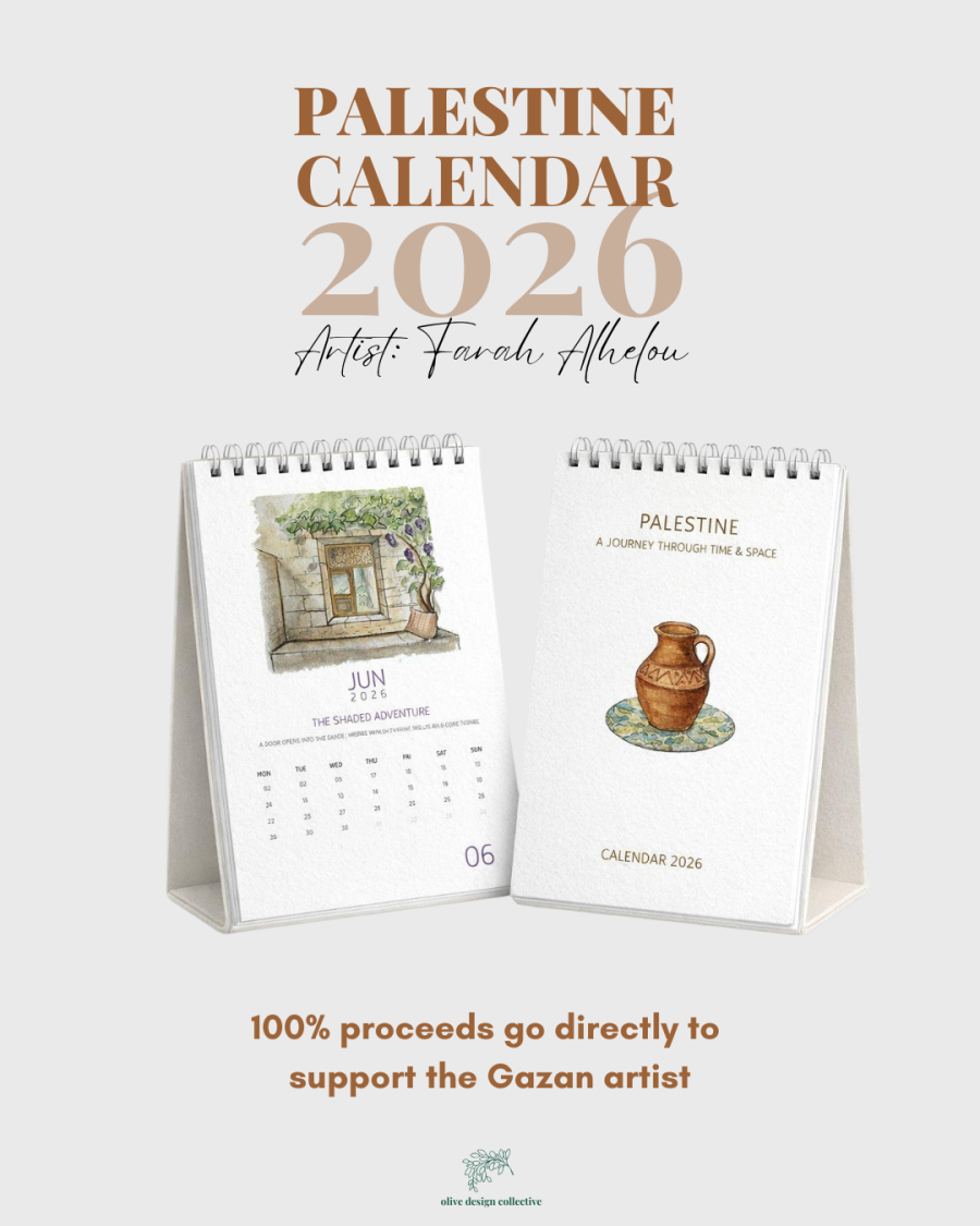 Palestine Calendar by Farah Alhelou - Original Watercolor Prints - A5 Desk